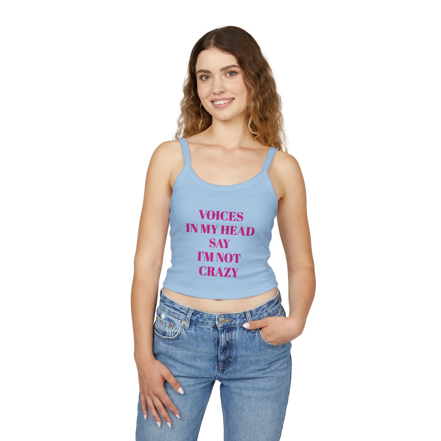 Copy of Voices in My Head Women's Spaghetti Strap Tank Top, Funny Summer Shirt, Gift for Friends, Music Festivals, Mental Health Awareness