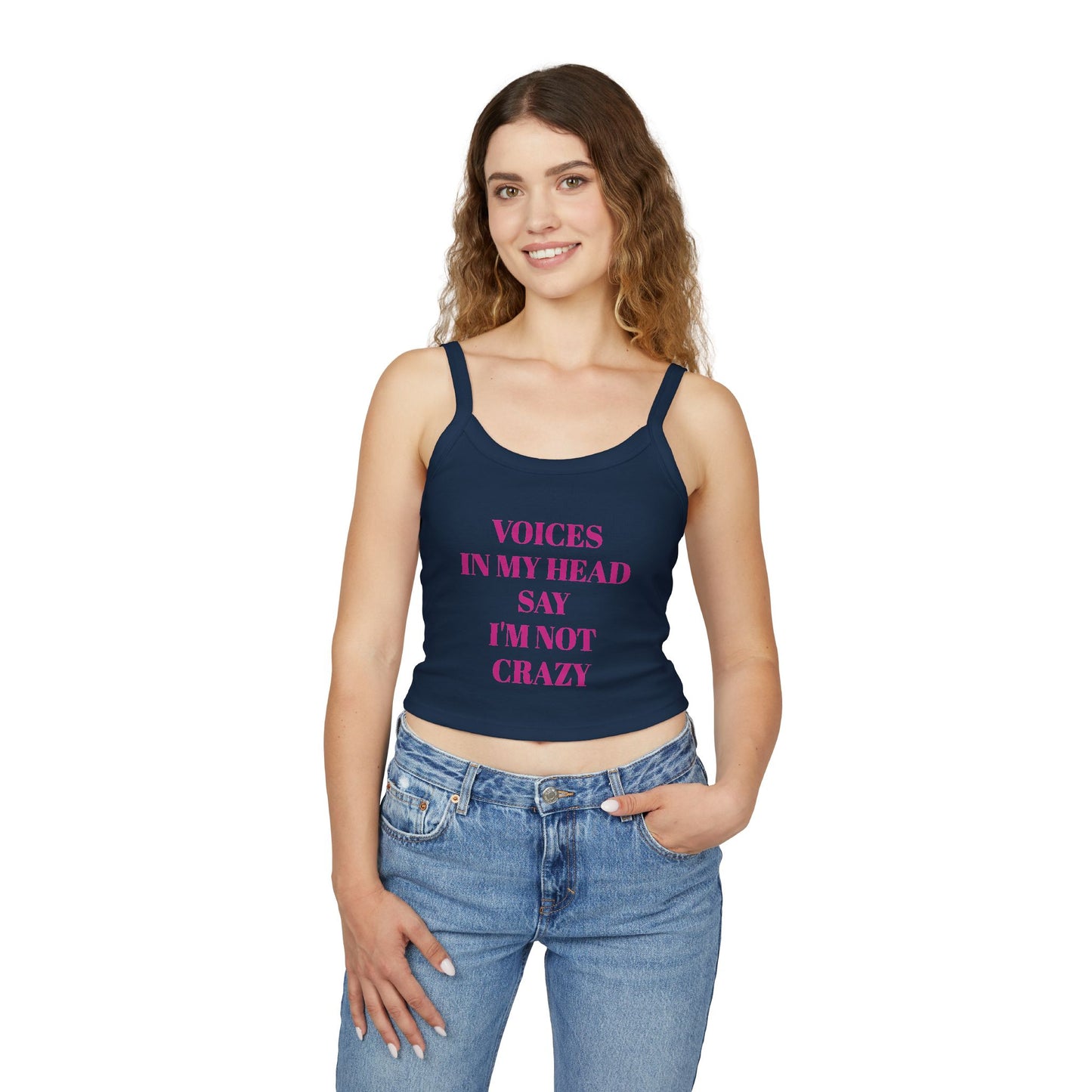 Copy of Voices in My Head Women's Spaghetti Strap Tank Top, Funny Summer Shirt, Gift for Friends, Music Festivals, Mental Health Awareness
