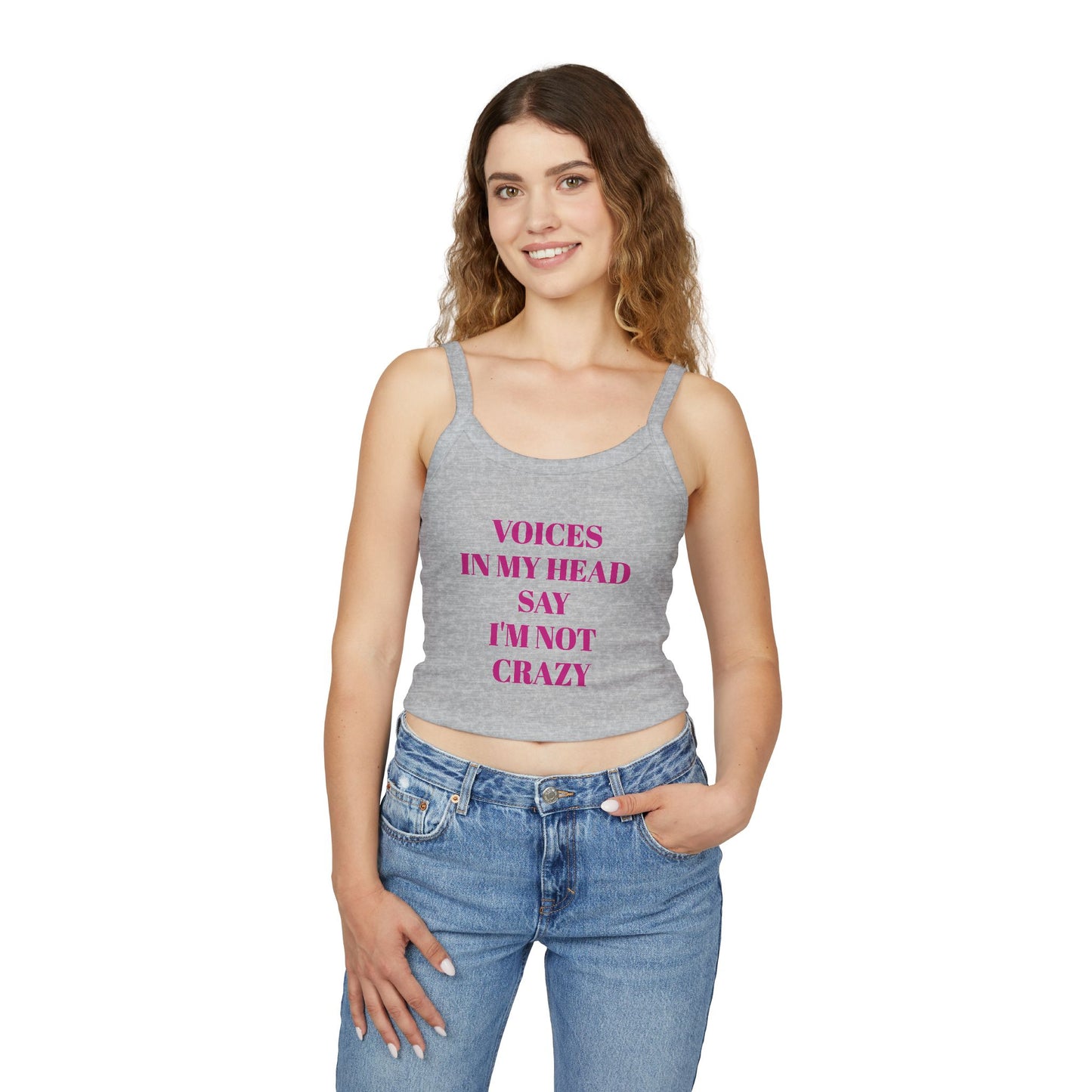 Copy of Voices in My Head Women's Spaghetti Strap Tank Top, Funny Summer Shirt, Gift for Friends, Music Festivals, Mental Health Awareness