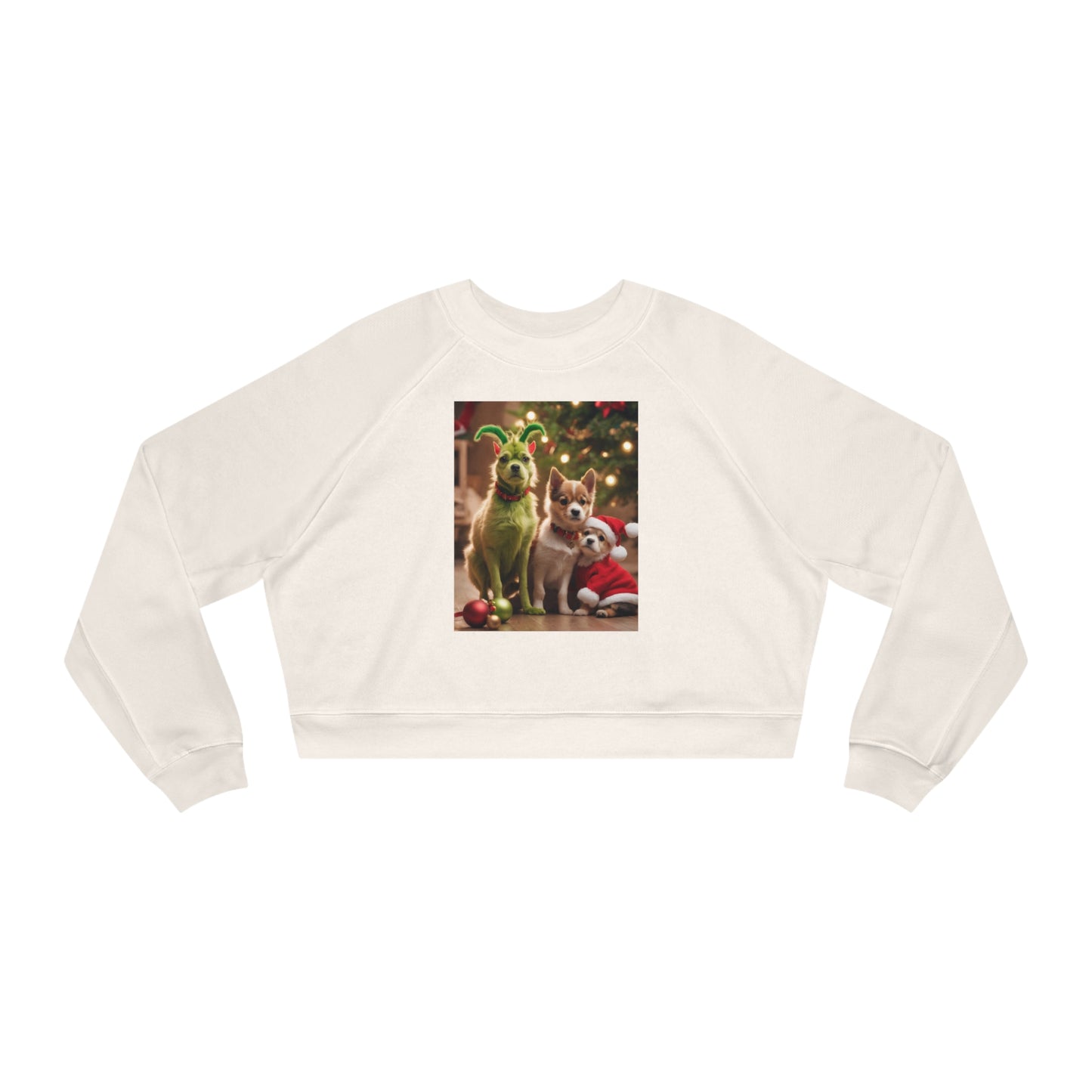 Women's Chrismas Puppies Cropped Fleece Pullover