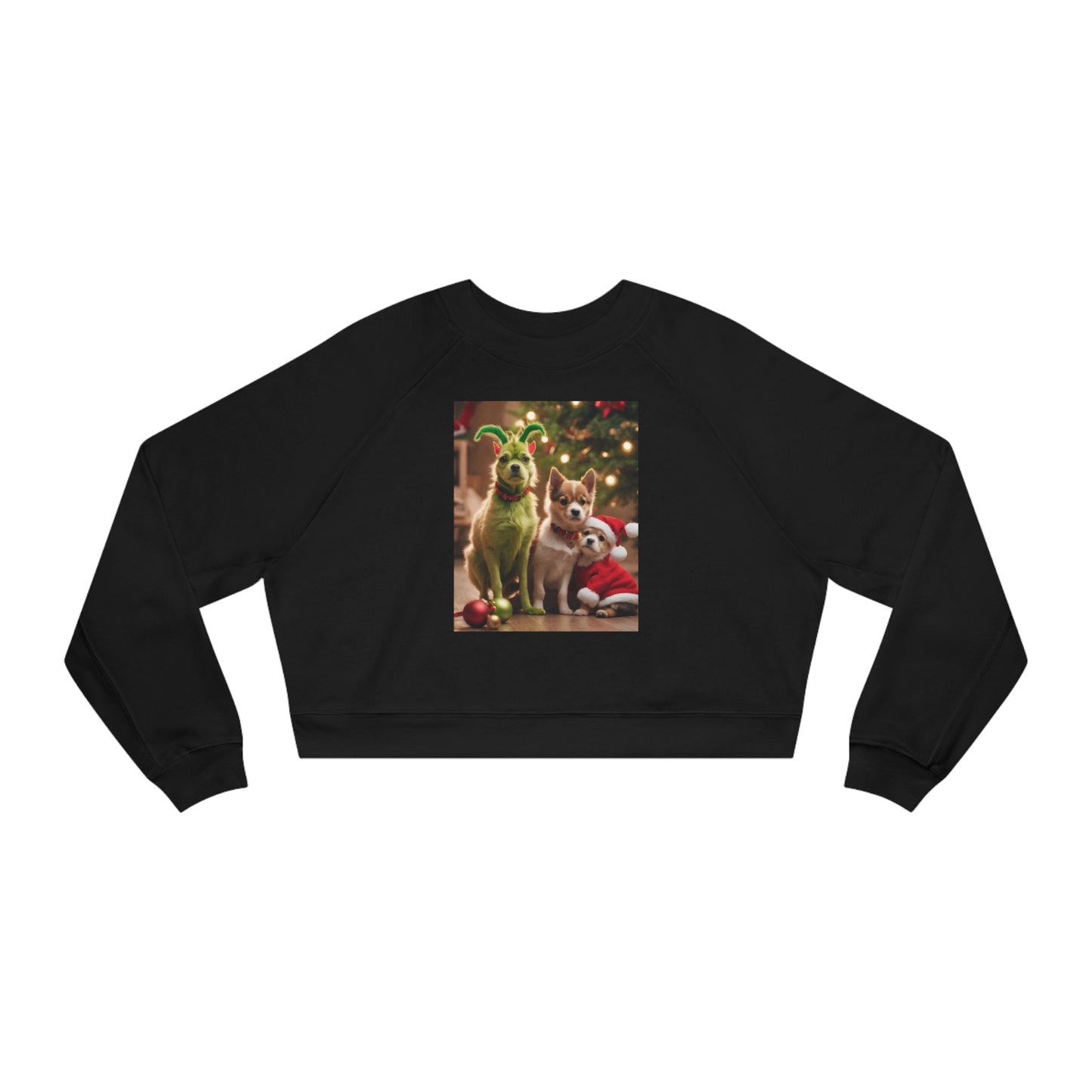 Women's Chrismas Puppies Cropped Fleece Pullover