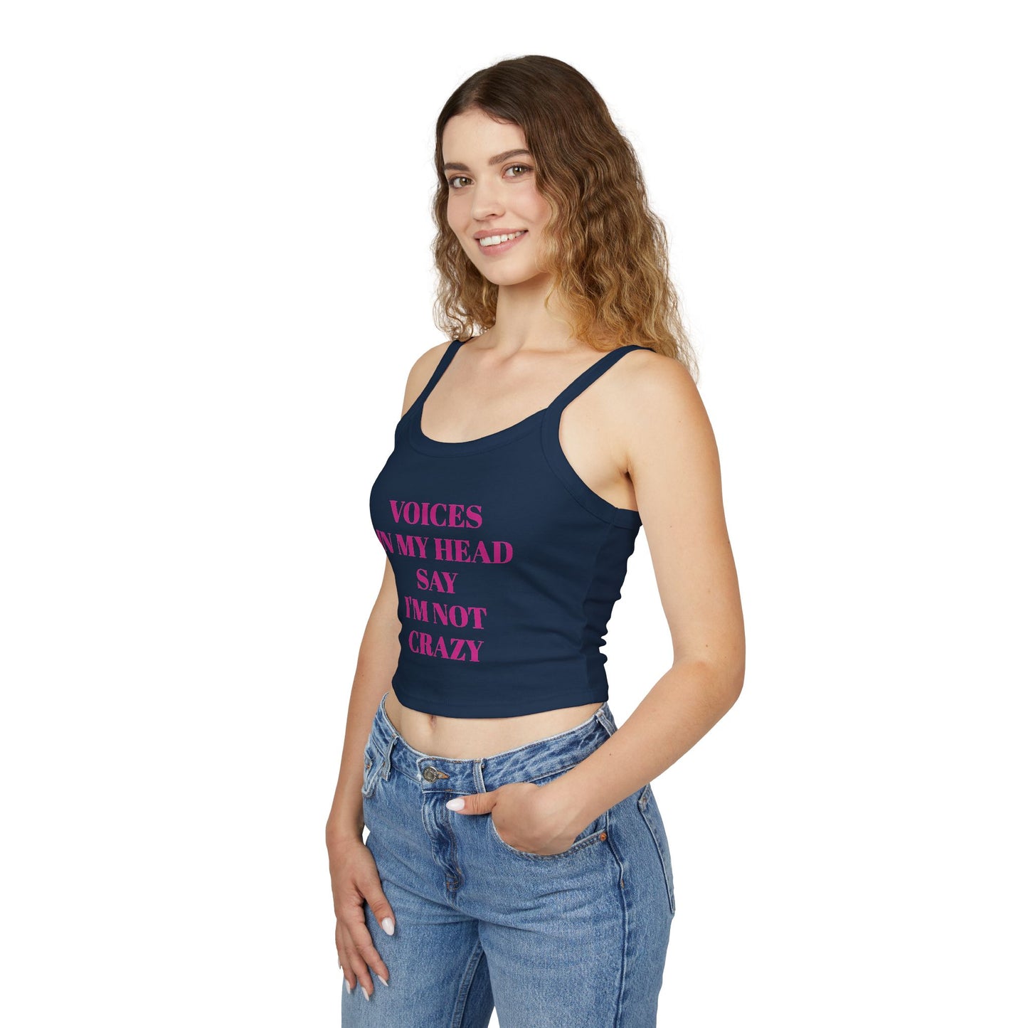 Copy of Voices in My Head Women's Spaghetti Strap Tank Top, Funny Summer Shirt, Gift for Friends, Music Festivals, Mental Health Awareness