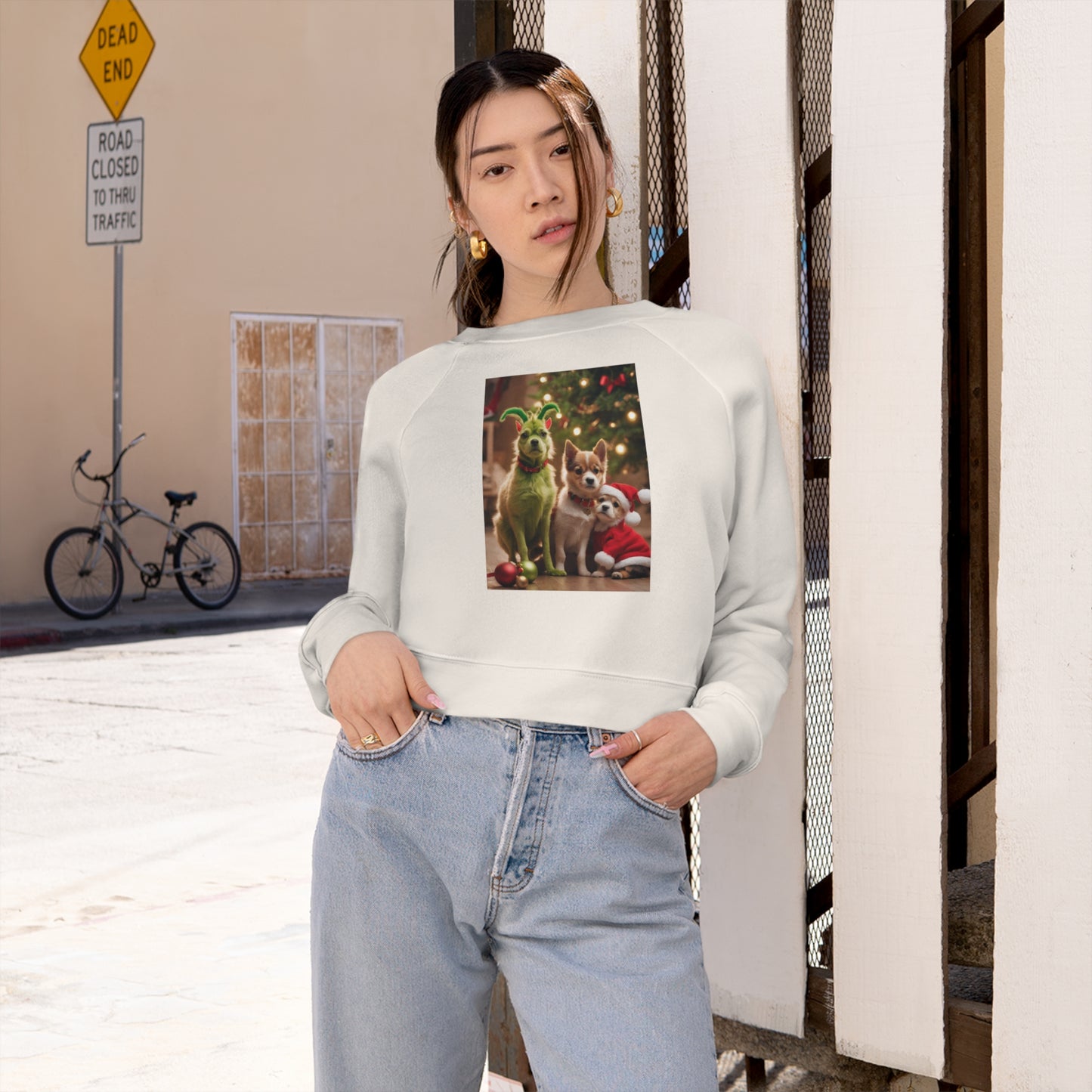 Women's Christmas Cropped Fleece Pullover